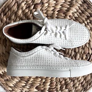 Aquatalia leather white sneakers sz 7.5 basket weave worn once